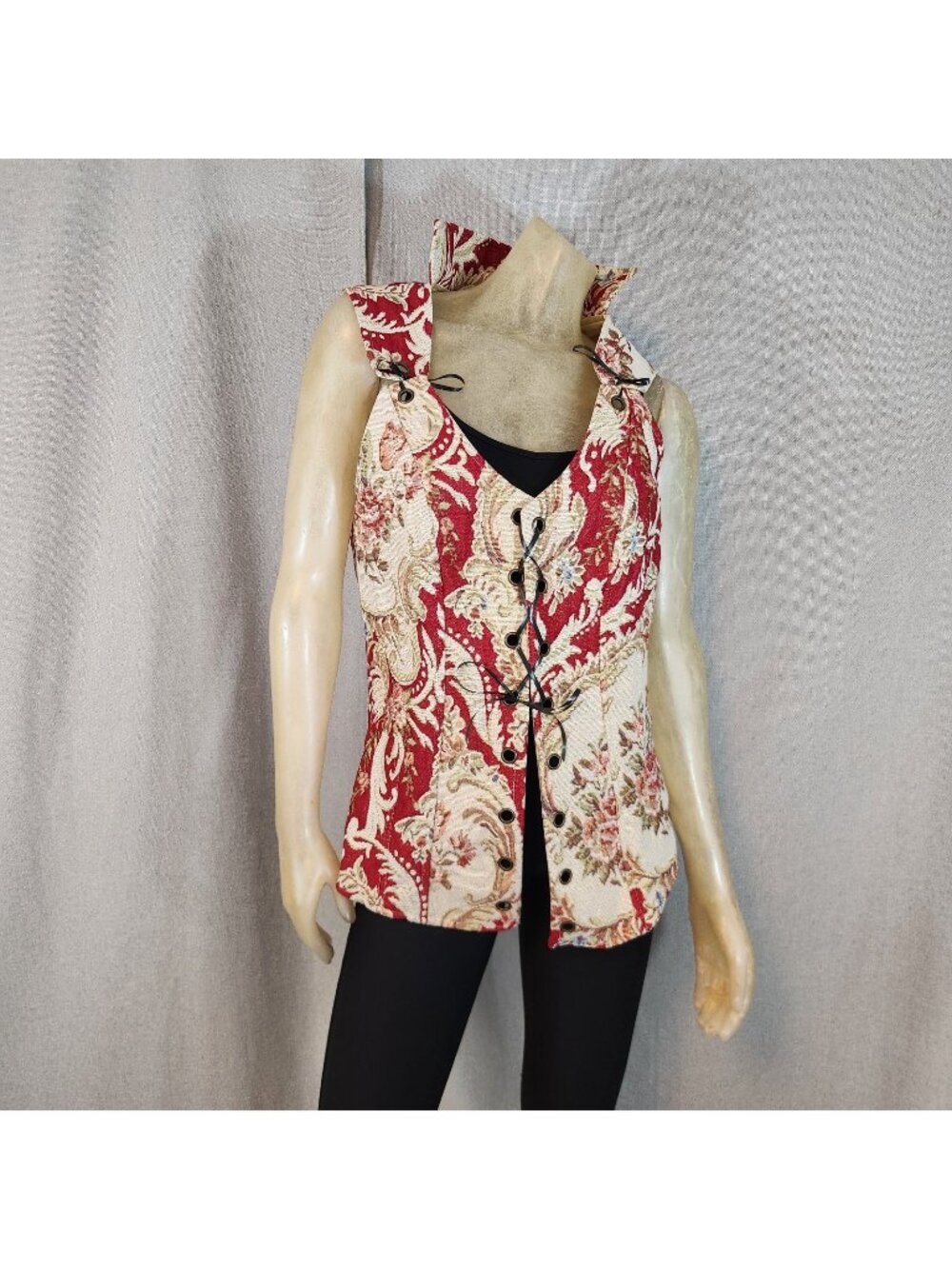 Von Lancelot Red Beige Bodice Vest Adult LARGE / XLARGE Pirate Cosplay Costume
